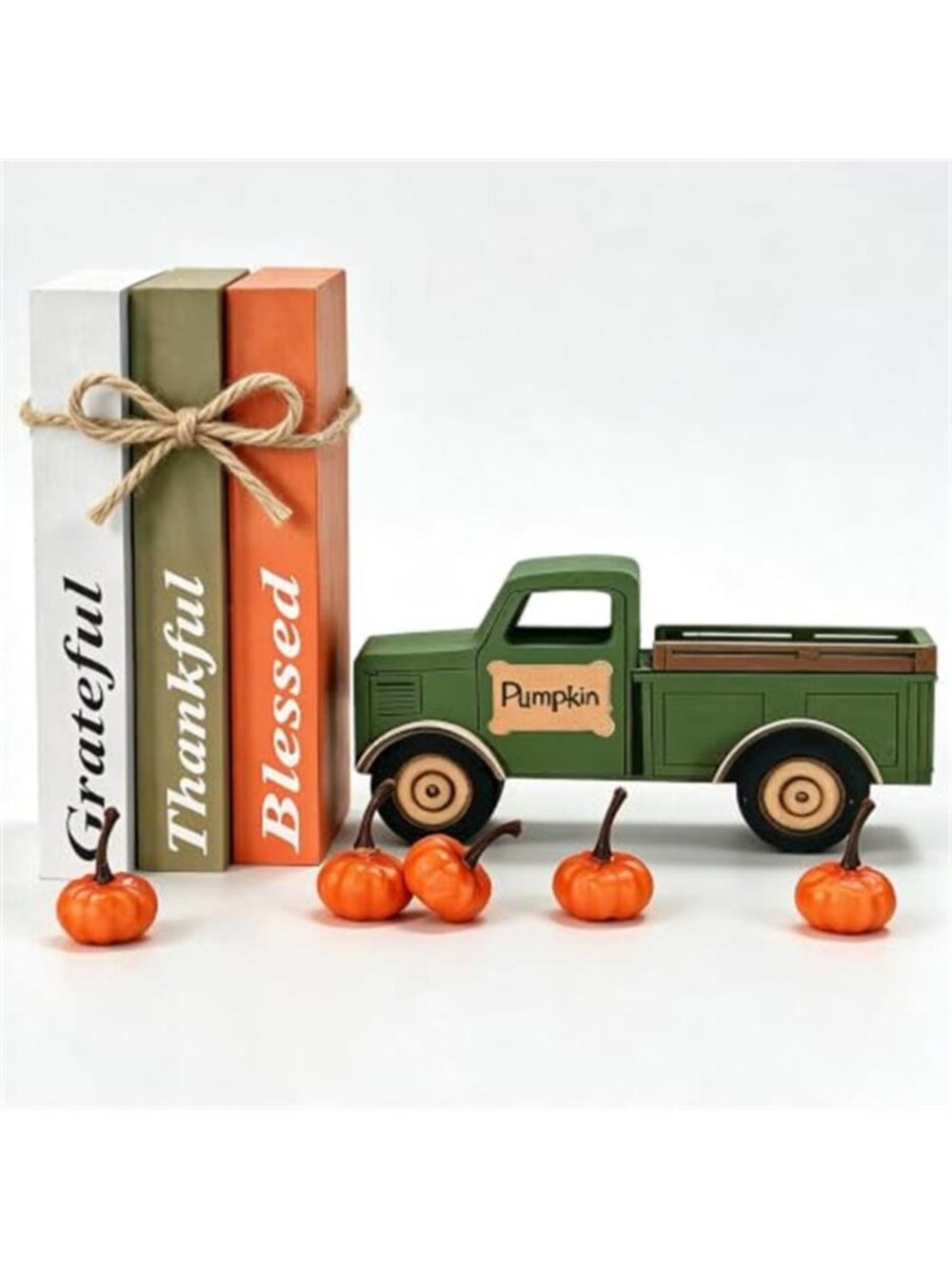 Fall Decor for Home, 9 Pcs Wooden Fall Table Decor with 3 Books, 3D